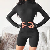 Turtleneck tracksuit short set shaping Bodysuit female Summer embroidered tight sexy jumpsuit women 2020