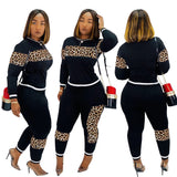 X00885M Casual stitching color suit Fashion women's two pieces set Plus size long sleeves leggings outfit in stock