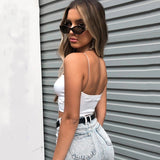 X00501S Sleeveless Sexy Backless Lace Up Summer Crop Tops Vest Bustier Camisole Top Fashion Mini Tanks Solid Underwear