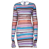 Sexy halter dress fall 2020 new color print long-sleeve dress backless sexy skirt