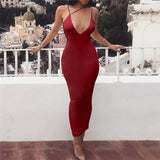 V-neck halter milk silk pencil skirt tight elasticized dress 2020 Summer hot style women party formal dress