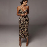 Summer Sexy Snake Leopard Print Midi Dress Women Clothes Vestido Elegant Spaghetti Strap Bodycon Club Dresses