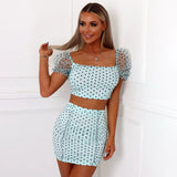 X00299S 2021 fashion women outfit new hot wave point bubble sleeve crop navel casual suit