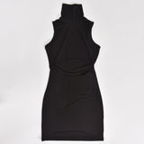 Elegant Sleeveless Mock Neck Mini Bodycon Dress Birthday Solid Sexy Cut-Out Women's Dresses Fall 2020 Clothing