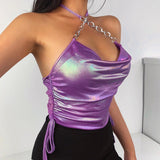 X00495S Halter Backless Sexy Crop Tank Top Women Fashion Bandage Crop Top Woman Sleeveless Crop top Streetwear Summer Party