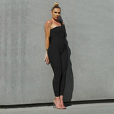 One-Shoulder Casual Sporty Rompers Women Jumpsuit Fitness Sleeveless Bodycon Workout Active Wear Fashion Jumpsuits 2020