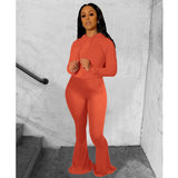 X00375L Phoenix New arrival sexy women two-piece set+High-bounce hooded slim flared trousers two-piece sport suit