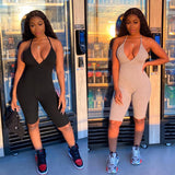 fitness women romper v-neck sexy backless sleeveless playsuit skinny 2020 summer sportswear bodycon streetwear clothes