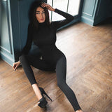 Spring Turtleneck Skinny Casual Jumpsuit Women Long Sleeve Sport Activewear Fitness Jumpsuits Rompers Overalls