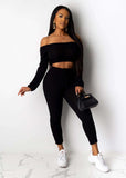 X00474S women fitness two pieces set tracksuit long sleeve crop top skinny leggings sports wear slim outfit