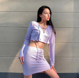 X00412M Sexy suit 2021 Autumn new style button long sleeve upper dress and buttocks