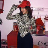 X00008D top sale women Leopard print glove bodysuit