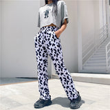 X00430L Phoenix Hot style new arrival women pants+Fashionable dairy cow print straight pants