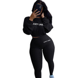 X01571C Phoenix Autumn Solid Letter Embroidery Two Piece Sets Women Basic Sweatshirt+Leggings Casual Sporty Tracksuits Female