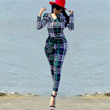 2021 New fall Fashionable sexy casual checked three-color hot selling jumpsuit