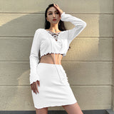X00412M Sexy suit 2021 Autumn new style button long sleeve upper dress and buttocks