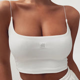 Summer Sexy Female Crop Tops 95% Cotton Women Sleeveless Straps Tank Top Solid Fitness Lady Camis Casual White Black