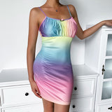 tie-dye maxi sexy dress women