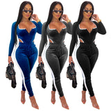 2020 New autumn fashion women jumpsuits European and American sexy fashion velvet sports women's jumpsuit