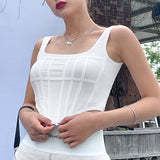 X00893C slim solid white tank top skinny cotton women 2021 new low-neck sexy sleeveless crop top female clothes casual