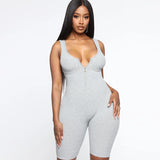 2020 workout vendors clothing women's zipper v-neck sleeveless jumpsuit