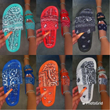 Wish Hot Selling Slippers Female Ladies Shoes Sandals Large Size Bandana Flat Sandals Wholesale