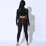 XXL Green Black Women fitness sport two piece set top leggings striped patchwork fashion womens tracksuits