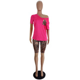 X00603M tie-dye casual ladies home suit and shorts two-piece set Leopard print two-piece set