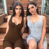 Ribbed Sexy Playsuit Casual One Piece Bodycon Shorts Rompers Womens Jumpsuit Streetwear Party Active Wear Bodysuit