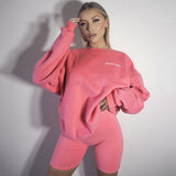 X00206L Embroidered hoodie and shorts suit for lady+Home leisure long sleeve loose letter simple temperament pajamas