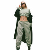 Tracksuit Women Two Piece Set Long Sleeve Sweatshirt Cropped Top And Pants Loose Trousers Ladies Casual Suit