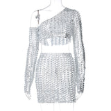 X01068M 2021 autumn winter new sexy hollow-out slim dress casual crop tops and short dress in stock