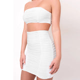 X00166L Sexy slimming vest pleated bodice two-piece skirt with buttock wrap+Trendy solid color club party set