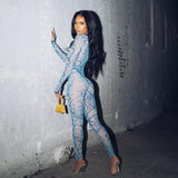 Sheer Mesh Jumpsuit Women Two Piece Set Long Sleeve Casual Romper Perspective Tracksuit Club Bodysuits