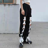 X00621M Women's fashion web celebrity street style chic feature lace-up casual pants