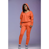 X00715S 2021 Autumn Sport casual two piece zipper V neck hoodie female 2 piece sets fleece