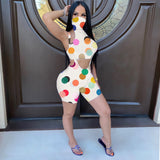 X00539S 2021 women fashion playsuit see-through gauze two-piece sets club tan