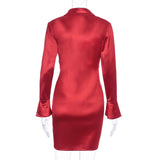 hot sale women summer dresses red long sleeve v-neck bandage sexy dress club party lady elegant outfits