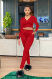 X00367L Phoenix New arrival sport women two-piece set+Sexy pleated stacked long sleeve pants two-piece set