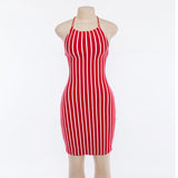 Red 2020 sleeveless women sexy slim dress