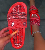 Wish Hot Selling Slippers Female Ladies Shoes Sandals Large Size Bandana Flat Sandals Wholesale