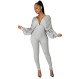 2020 Hot style Sexy women Deep V neck jumpsuit Backless leash bat-sleeve suit Plus size in stock