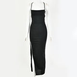 2020 new arrive Bright silk fashion sexy halter slit tight Girls' Dresses