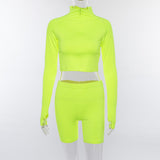 X00964C hot sale neon women 2 pieces sets