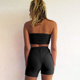 X30015S 2021 spring/summer women's fashion bodice backless short pants two piece yoga web celebrity exercise suit high quality