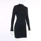 Fashion knit fine twist cross long sleeved dress with open back+Sexy dress with low back and long sleeves