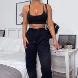 X00226L Fashion street snap sport suit tank top pencil trousers two-piece set