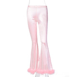 X01085M Sexy skinny women's pants Casual pink flared trousers Hot sale party night-club pants in stock