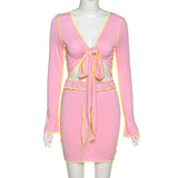 X00527V Phoenix New 2021 autumn/winter long sleeve printed T-shirt with covers hip trouser suit