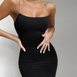 Hot style sexy slim halter dress 2021 summer new fashion backless package hip Sexy low-cut dress